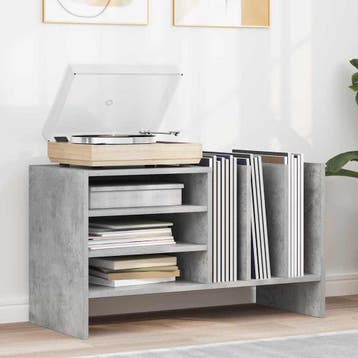 vidaXL Platenkast met plank Beton Grijs 78.5 x 35 x 45 cm, Verzenden, Nieuw