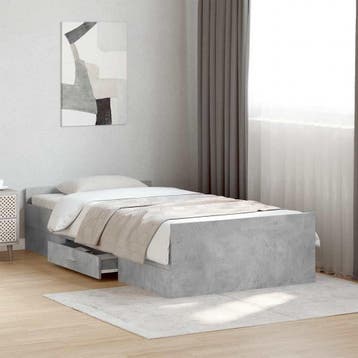 vidaXL Bedframe met lades bewerkt hout betongrijs 75x190 cm, Eenpersoons, Verzenden, Nieuw, Grijs