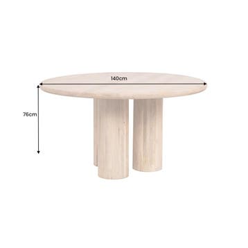 Eettafel ART DECO Ø 140cm rond, massief natuurlijk mangohout, Huis en Inrichting, Tafels | Eettafels, Ophalen of Verzenden, Nieuw
