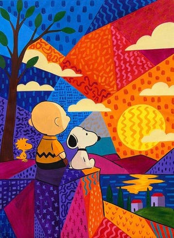 Adri Q - XL - Snoopy y Charlie Brown: Atardecer Neo-Pop