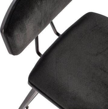 WOOOD Senn Barstoel - Velvet Stof - Zwart - 91x42x48 cm, Verzenden, Nieuw