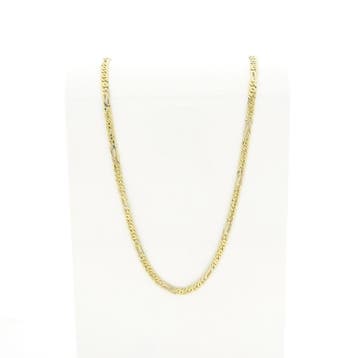 Oro Azzurro bicolor gouden Figaroschakel ketting; 50 cm, Ophalen of Verzenden, Gebruikt, Goud, Goud