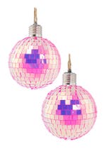 2x Discobal Ø 10 cm LED Iridescent Roze  Discobol Klein Spie, Ophalen of Verzenden, Nieuw, Feestartikel, Carnaval