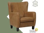 Leren fauteuil Hug - Kenia Brown (bruin) - Poten hout zwart, Huis en Inrichting, Fauteuils, Nieuw, Ophalen of Verzenden, 75 tot 100 cm