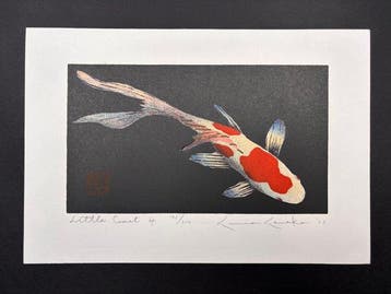 Little Comet 4 Fortune Carp Koi fish on Black - Limited