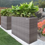 Polyrattan Bloembak 4 delig - Grijs - 95 x 27 x 60 cm, Verzenden, Nieuw