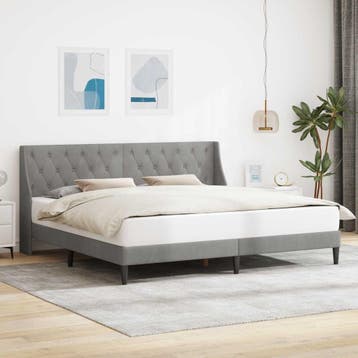 vidaXL Bedframe met hoofdeinde Lichtgrijs 180 x 200 cm, Verzenden, Nieuw, Tweepersoons, Stof