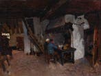 Willem Hendrik van der Nat (1864–1929) - Boeren aan tafel, Antiek en Kunst, Kunst | Schilderijen | Klassiek