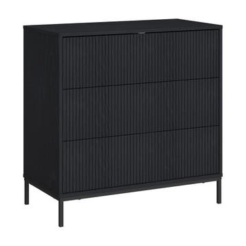 Ladekast Nykapin commode met 3 lades 80x80x40 cm zwart [en.c, Verzenden, Nieuw