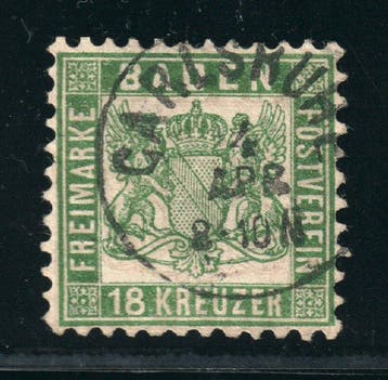 Baden 1862 - BADEN 21, Wappen 18 Kr. Sperati, Gestempeld