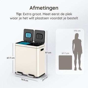 2dekans | Deleca Recycle Prullenbak met 2 Vakken - 60 Liter, Ophalen of Verzenden, Gebruikt