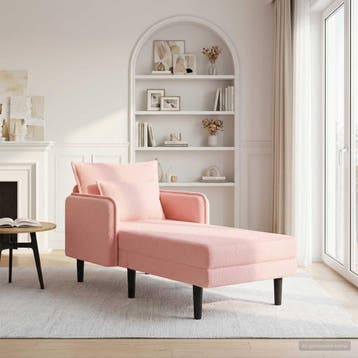 vidaXL Grote chaise longue Roze Bouclé, Verzenden, Nieuw