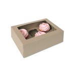 HoM Cupcake Doosje 6 Kraft (incl. tray met venster) 2st., Verzenden, Nieuw