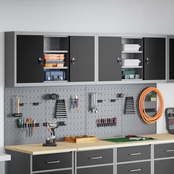 vidaXL Gereedschapskast set met plank 4 st Zwart, Doe-het-zelf en Verbouw, Verzenden, Nieuw
