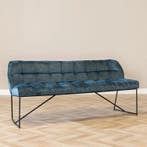 50% Korting: Velvet eetkamerbank Janna blauw 155 cm, Ophalen, Zo goed als nieuw, Blauw, Velvet chique, Modern