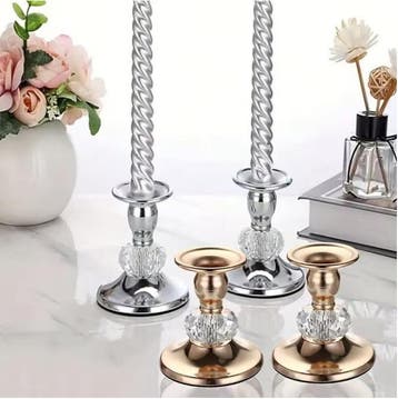 Metalen Kristallen Kandelaar Elegante Tafelkandelaar Diner, Verzenden, Nieuw