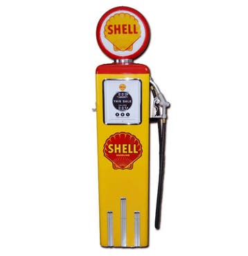 Shell 8 Ball Benzinepomp Zonder Voet Rood & Geel Reproductie, Ophalen, Gebruikt