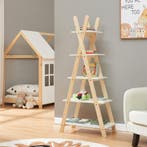 Kinderboekenkast Vanlilu 145x65x32 cm naturel en wit [en.cas, Kinderen en Baby's, Verzenden, Nieuw