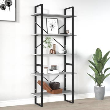 vidaXL Boekenkast 80x30x175 cm bewerkt hout grijs sonoma, Verzenden, Nieuw, 50 tot 100 cm, 150 tot 200 cm
