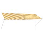vidaXL Luifel uittrekbaar 350x150 cm geel en wit, Verzenden, Nieuw