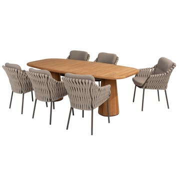 Capri Montera barrel dining tuinset 7 delig 240x110xH75 cm, Tuin en Terras, Ophalen of Verzenden, Nieuw