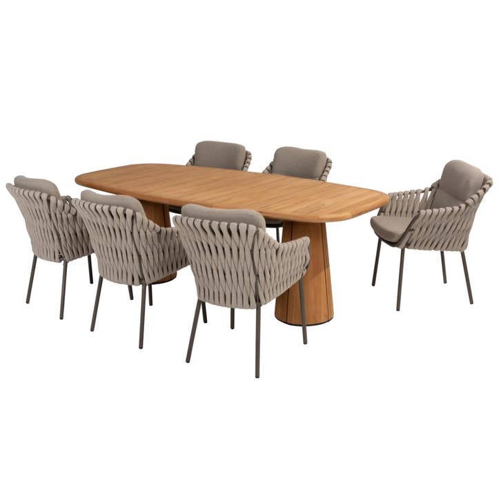 Capri Montera barrel dining tuinset 7 delig 240x110xH75 cm, Tuin en Terras, Tuinsets en Loungesets, Nieuw, Ophalen of Verzenden