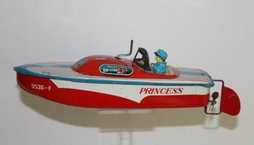Asahi Toy - Speedboot Princess 5536-F - 1954 - Opwindbaar