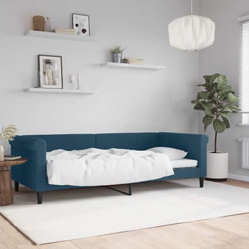 vidaXL Slaapbank 90x200 cm fluweel blauw, 90 cm, Eenpersoons, Nieuw, 200 cm