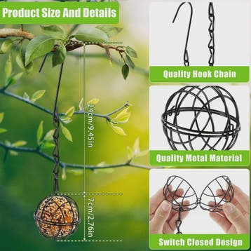 Set van 4 Metalen Vogelvoer Bollen Houders met Ketting - Eek, Tuin en Terras, Verzenden, Nieuw