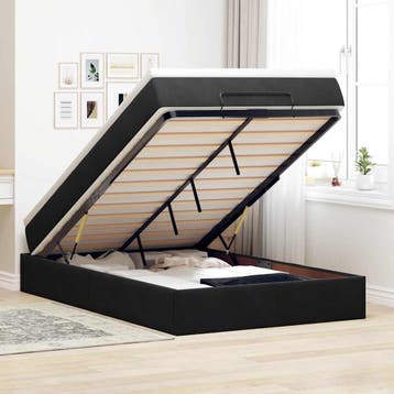 vidaXL Bed poef met matras 120x190 cm fluweel zwart, Verzenden, Zwart, Nieuw, 190 cm of minder