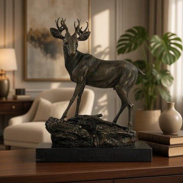 Charles Masson (1822-1894) - after - sculptuur, Deer - Doe -