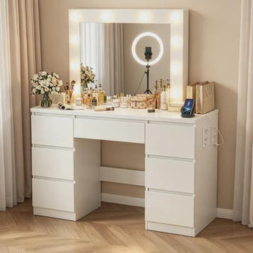 Kaptafel met Grote Spiegel, Verstelbare LED Verlichting en I, Verzenden, Nieuw