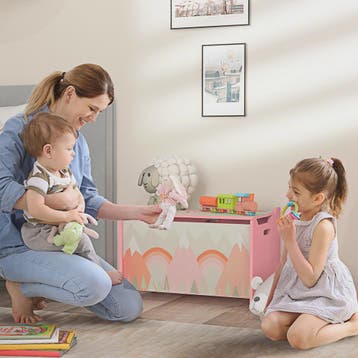 ZONEKIZ Kinder Speelgoedkist met Klepdeksel, Ronde Hoeken en, Verzenden, Nieuw