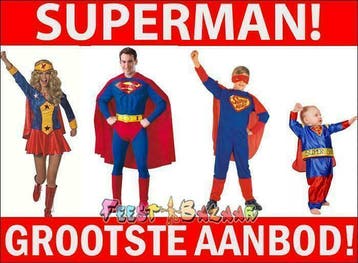 Superman Pak Baby Kind Jongen Meisje Man - Supergirl kostuum, Ophalen of Verzenden, Nieuw, Jongen of Meisje