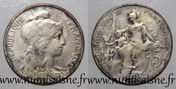 France Frankreich Km 842 5 Centimes 1914 Typ Dupuis zilve..., Verzenden