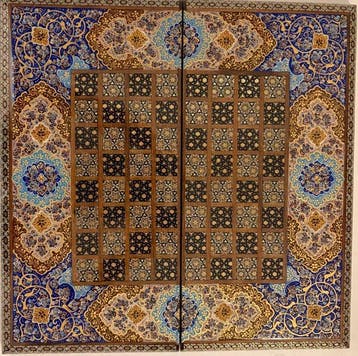 Met de hand gemaakt inleg-backgammon- en schaakbord -, Antiek en Kunst
