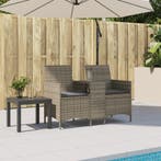 vidaXL Tuinbank 2-zits met tafel en kussens poly rattan, Verzenden, Nieuw