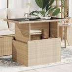 vidaXL Tuintafel met glazen blad 100x55x73 cm poly rattan, Tuin en Terras, Verzenden, Nieuw