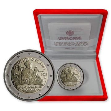 Vaticaan 2 Euro Thomas van Aquino 2024 Proof, Postzegels en Munten, Munten | Europa | Euromunten, Verzenden