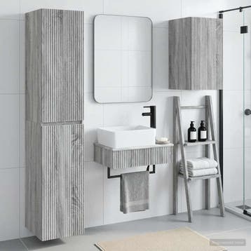 vidaXL Badkamermeubelset 3 st Grijs Sonoma 33 x 34,5 x 160, Huis en Inrichting, Verzenden, Nieuw
