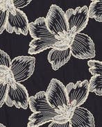 Katoen Polyester Geborduurd Bloemen Zwart/Wit, Hobby en Vrije tijd, Nieuw, Zwart