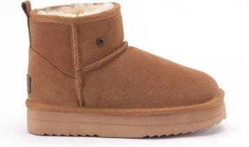 Warmbat Wallaby Suede boot Plateau Dames Laarzen - Cognac Ma, Verzenden, Nieuw