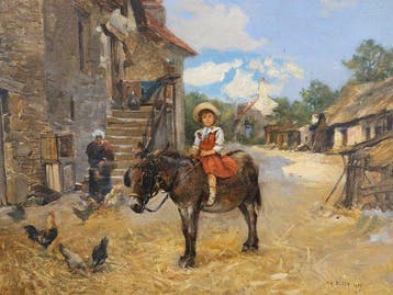 Escuela Europe (XIX) - Niña con Caballo