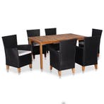 vidaXL 7-delige Tuinset poly rattan zwart en bruin, Tuin en Terras, Tuinsets en Loungesets, Verzenden, Nieuw, 6 zitplaatsen, Tuinset