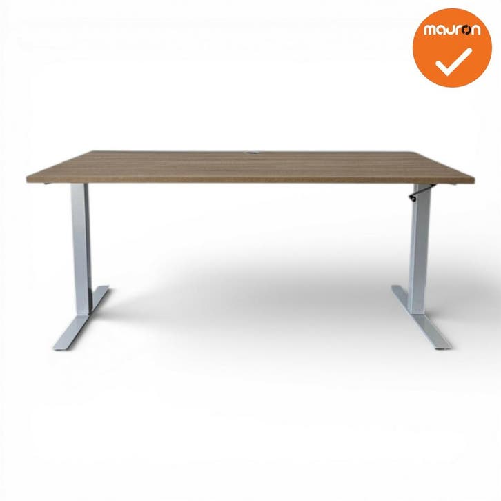 LINAK slinger zit-sta bureau - 160x80cm - Zilvergrijs ond..., Zakelijke goederen, Kantoor en Winkelinrichting | Kantoormeubilair en Inrichting