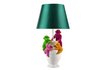 Tafellamp MONKEY 55 cm met veelkleurige witgroene lampenkap, Huis en Inrichting, Ophalen of Verzenden, Nieuw