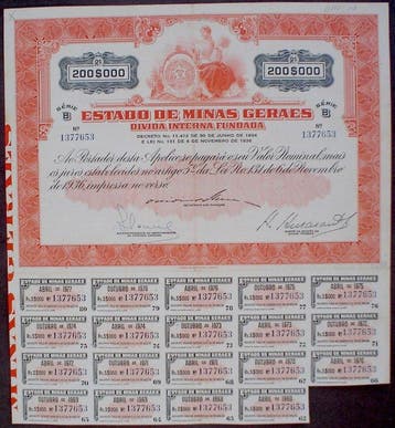 Brazilië. 8 x Brazil, Estado de Minas Gerais 200$000 Reis