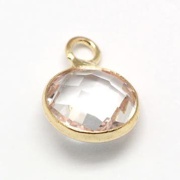 Crystal glas facet hanger rond goudkleur 10,5 x 14 x 5mm..., Ophalen of Verzenden, Nieuw, Bedel