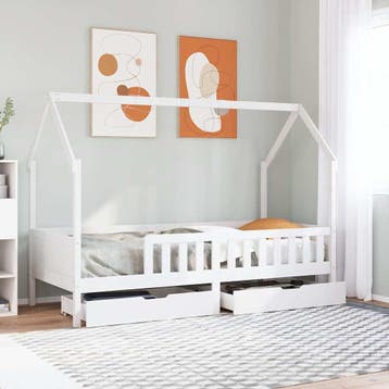 vidaXL Kinderbedframe 90x200 cm massief grenenhout, 90 cm, Eenpersoons, Verzenden, Wit