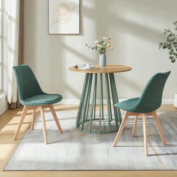 Eetkamerstoelen Fläten set van 2 stuks corduroy donkergroen, Huis en Inrichting, Verzenden, Nieuw